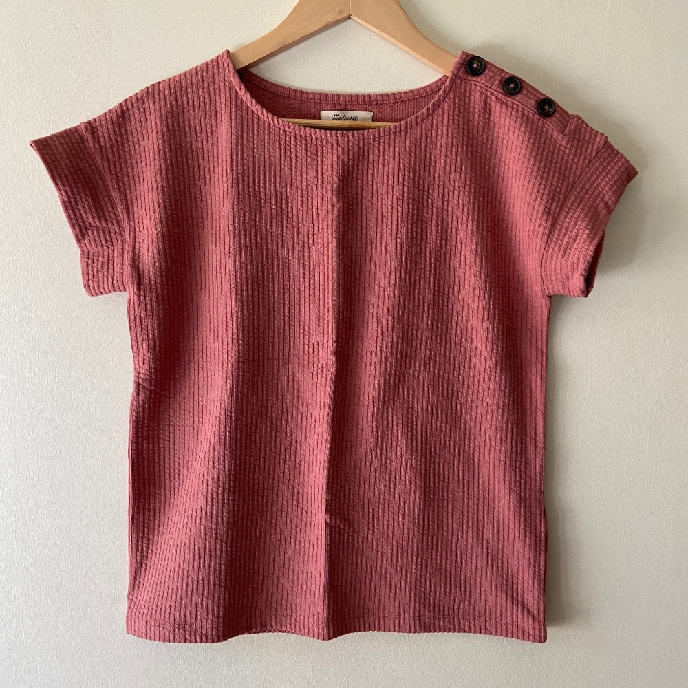 NWT Madewell Seersucker Button-Shoulder Top Size XXS